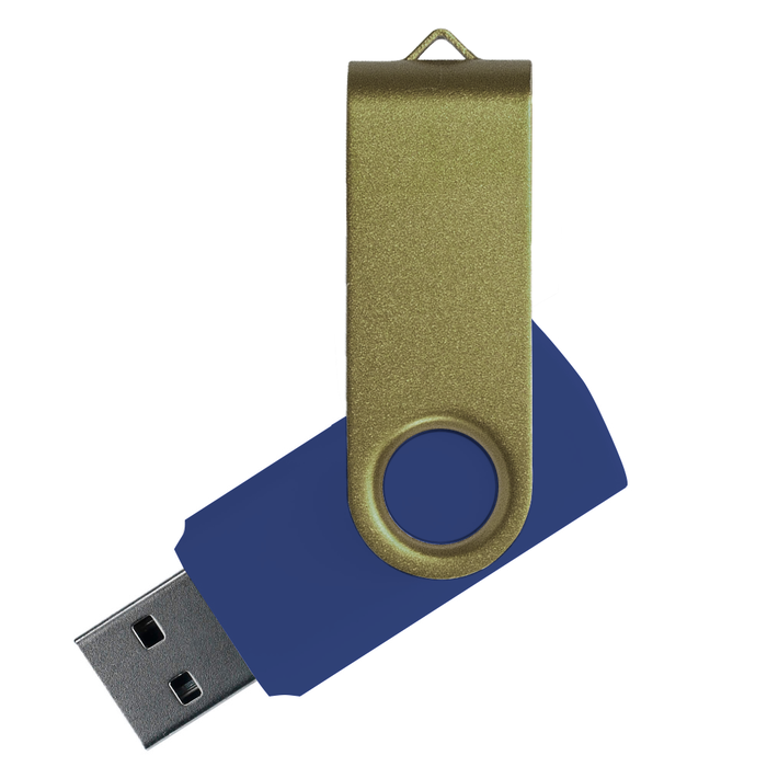 Флеш накопитель USB 2.0 Twister Сolor Mix 16GB, пластик Софт Тач/металл, темно-синий/оливковый для нанесения логотипа
