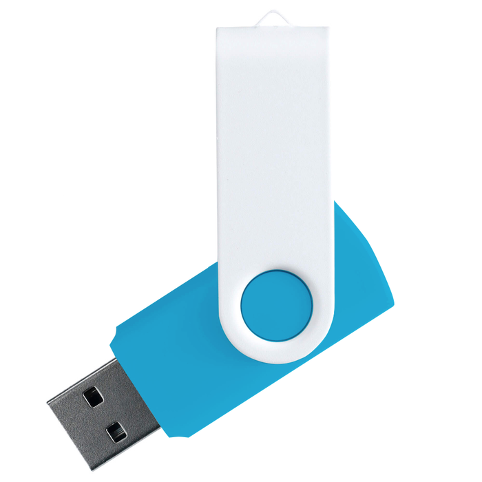 Флеш накопитель USB 2.0 Twister Сolor Mix 16GB, пластик Софт Тач/металл, голубой/белый для нанесения логотипа