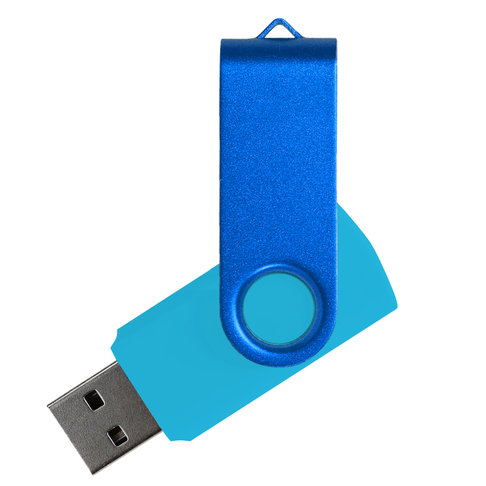 Флеш накопитель USB 2.0 Twister Сolor Mix 16GB, пластик Софт Тач/металл, голубой/синий для нанесения логотипа