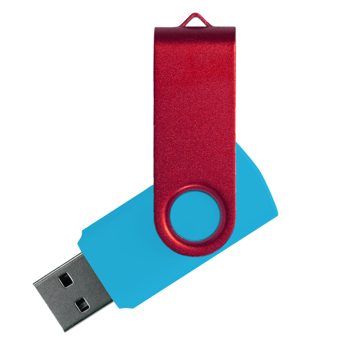 Флеш накопитель USB 2.0 Twister Сolor Mix 16GB, пластик Софт Тач/металл, голубой/красный для нанесения логотипа