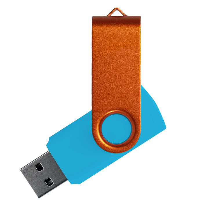 Флеш накопитель USB 2.0 Twister Сolor Mix 16GB, пластик Софт Тач/металл, голубой/оранжевый для нанесения логотипа