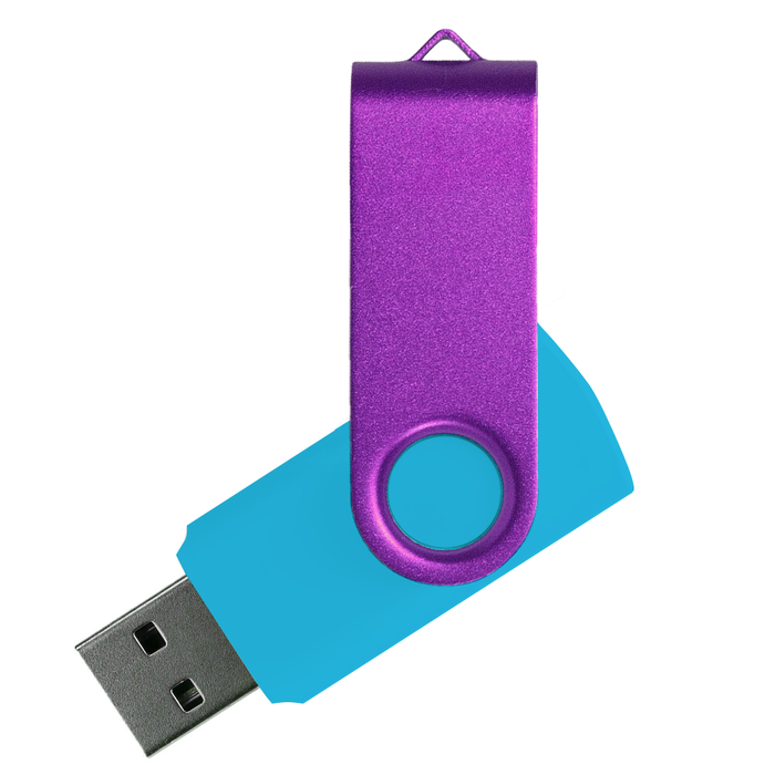 Флеш накопитель USB 2.0 Twister Сolor Mix 16GB, пластик Софт Тач/металл, голубой/фиолетовый для нанесения логотипа