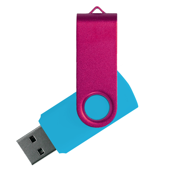 Флеш накопитель USB 2.0 Twister Сolor Mix 16GB, пластик Софт Тач/металл, голубой/розовый для нанесения логотипа