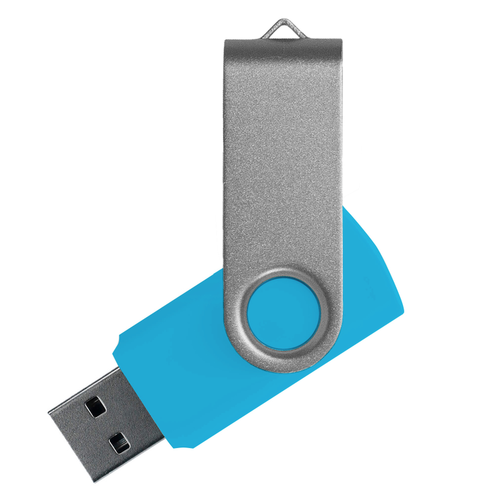 Флеш накопитель USB 2.0 Twister Сolor Mix 16GB, пластик Софт Тач/металл, голубой/серебристый для нанесения логотипа