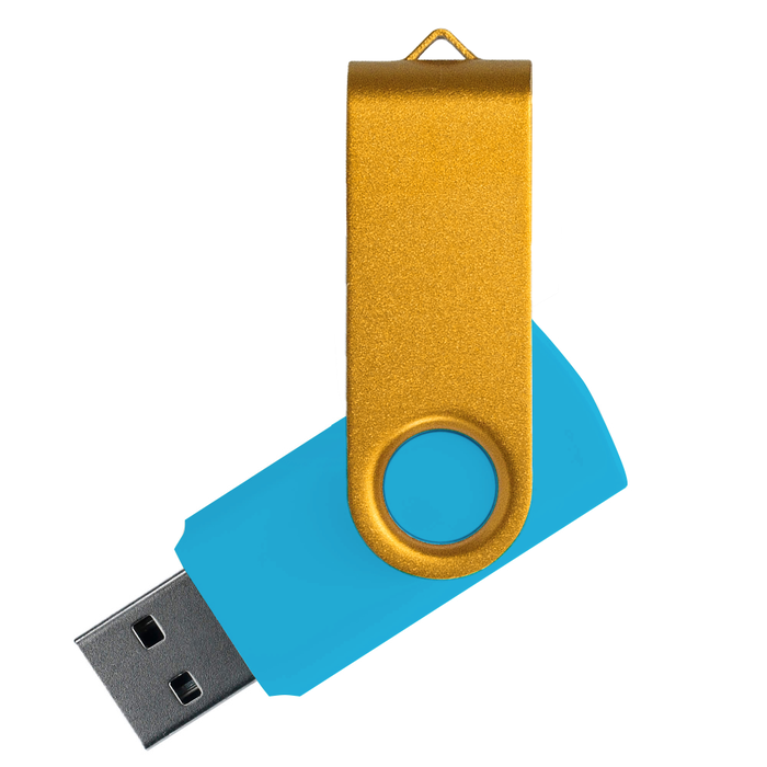 Флеш накопитель USB 2.0 Twister Сolor Mix 16GB, пластик Софт Тач/металл, голубой/желтый для нанесения логотипа