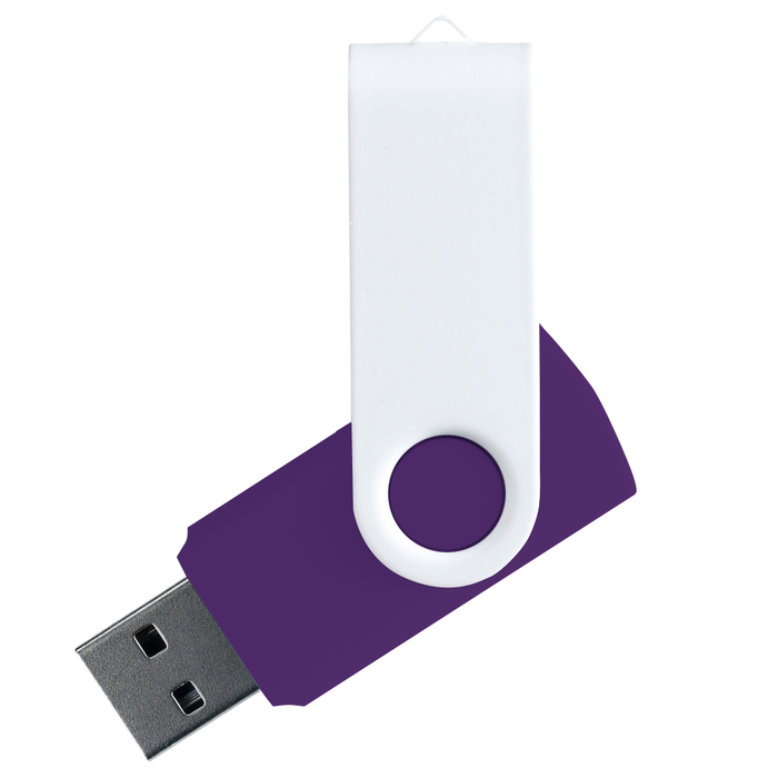 Флеш накопитель USB 2.0 Twister Сolor Mix 16GB, пластик Софт Тач/металл, фиолетовый/белый для нанесения логотипа