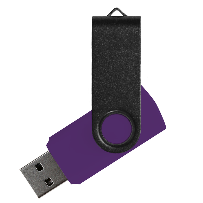 Флеш накопитель USB 2.0 Twister Сolor Mix 16GB, пластик Софт Тач/металл, фиолетовый/черный для нанесения логотипа