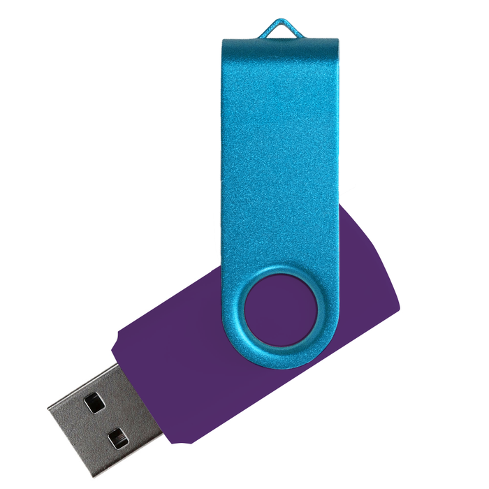 Флеш накопитель USB 2.0 Twister Сolor Mix 16GB, пластик Софт Тач/металл, фиолетовый/голубой для нанесения логотипа