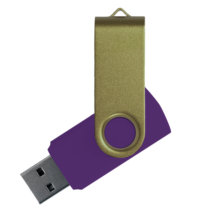 Флеш накопитель USB 2.0 Twister Сolor Mix 16GB, пластик Софт Тач/металл, фиолетовый/оливковый для нанесения логотипа