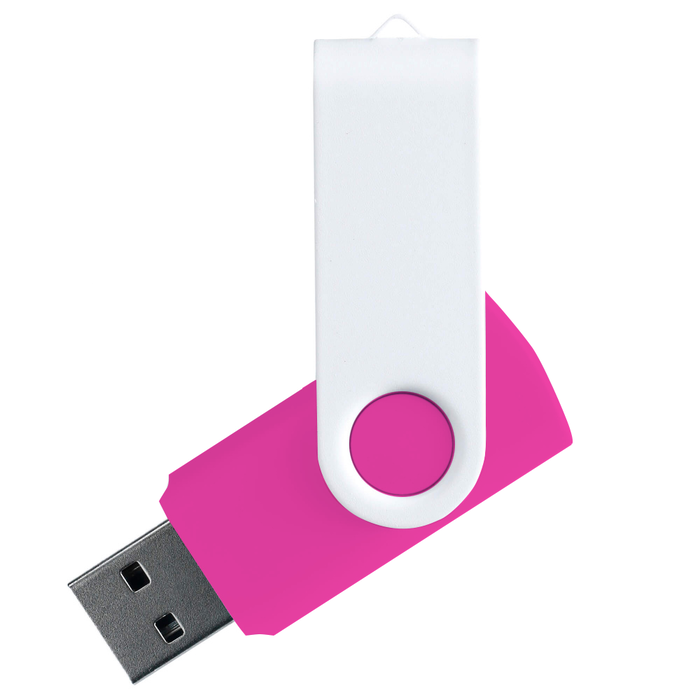 Флеш накопитель USB 2.0 Twister Сolor Mix 16GB, пластик Софт Тач/металл, розовый/белый для нанесения логотипа
