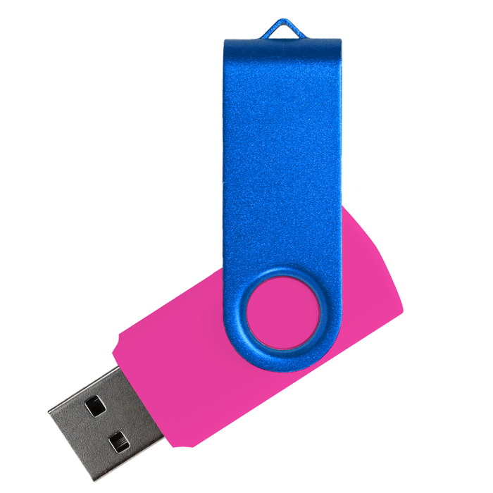 Флеш накопитель USB 2.0 Twister Сolor Mix 16GB, пластик Софт Тач/металл, розовый/синий для нанесения логотипа