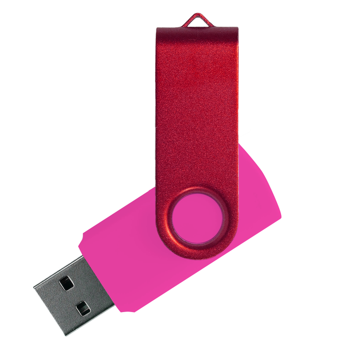 Флеш накопитель USB 2.0 Twister Сolor Mix 16GB, пластик Софт Тач/металл, розовый/красный для нанесения логотипа