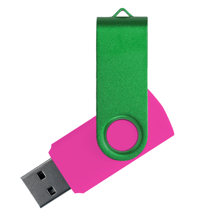 Флеш накопитель USB 2.0 Twister Сolor Mix 16GB, пластик Софт Тач/металл, розовый/зеленый для нанесения логотипа