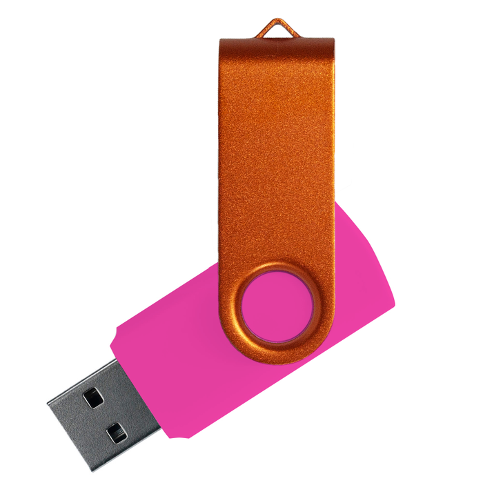 Флеш накопитель USB 2.0 Twister Сolor Mix 16GB, пластик Софт Тач/металл, розовый/оранжевый для нанесения логотипа