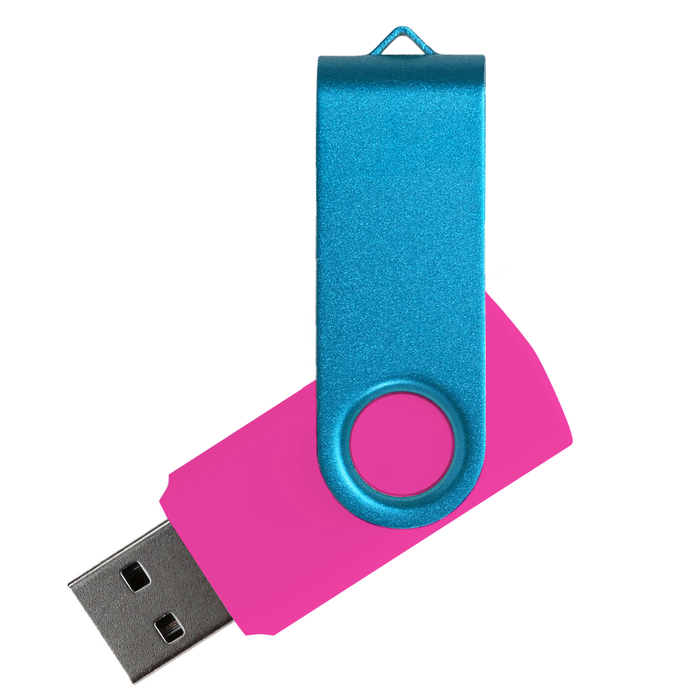 Флеш накопитель USB 2.0 Twister Сolor Mix 16GB, пластик Софт Тач/металл, розовый/голубой для нанесения логотипа