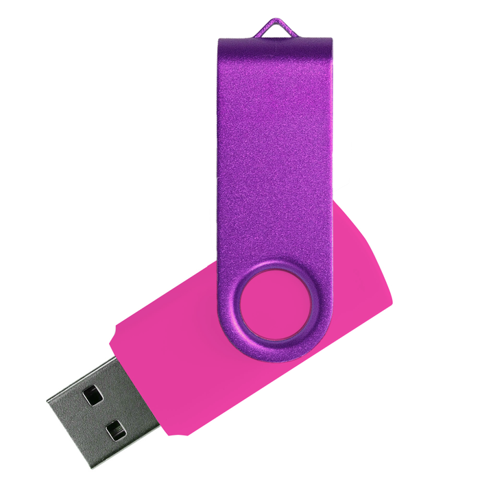 Флеш накопитель USB 2.0 Twister Сolor Mix 16GB, пластик Софт Тач/металл, розовый/фиолетовый для нанесения логотипа