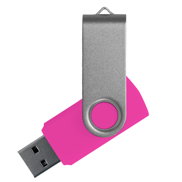 Флеш накопитель USB 2.0 Twister Сolor Mix 16GB, пластик Софт Тач/металл, розовый/серебристый для нанесения логотипа