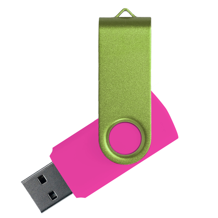 Флеш накопитель USB 2.0 Twister Сolor Mix 16GB, пластик Софт Тач/металл, розовый/светло-зеленый для нанесения логотипа