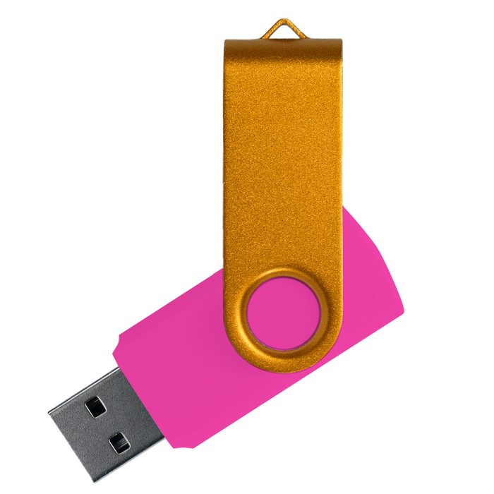 Флеш накопитель USB 2.0 Twister Сolor Mix 16GB, пластик Софт Тач/металл, розовый/золотистый для нанесения логотипа