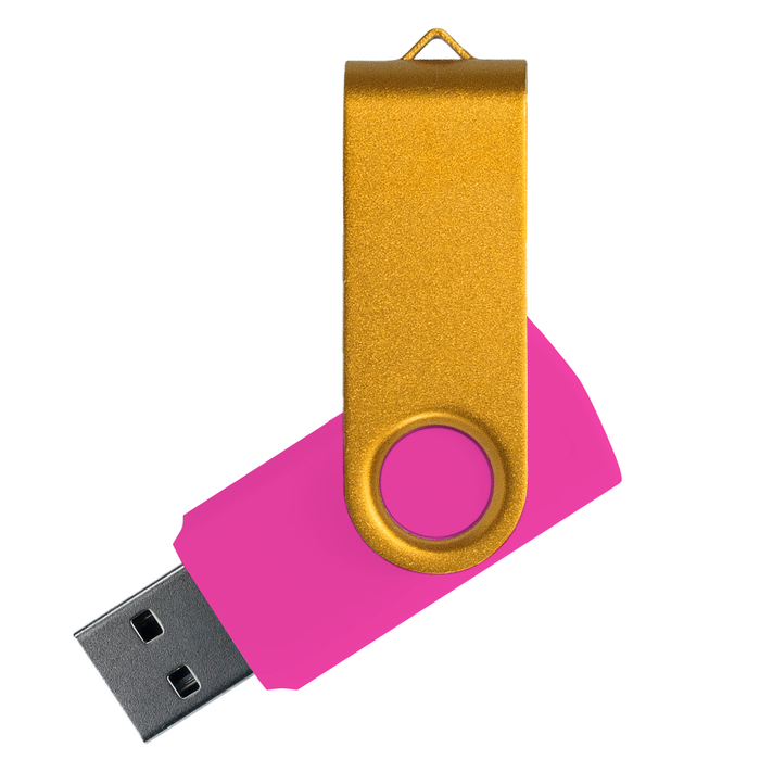 Флеш накопитель USB 2.0 Twister Сolor Mix 16GB, пластик Софт Тач/металл, розовый/желтый для нанесения логотипа