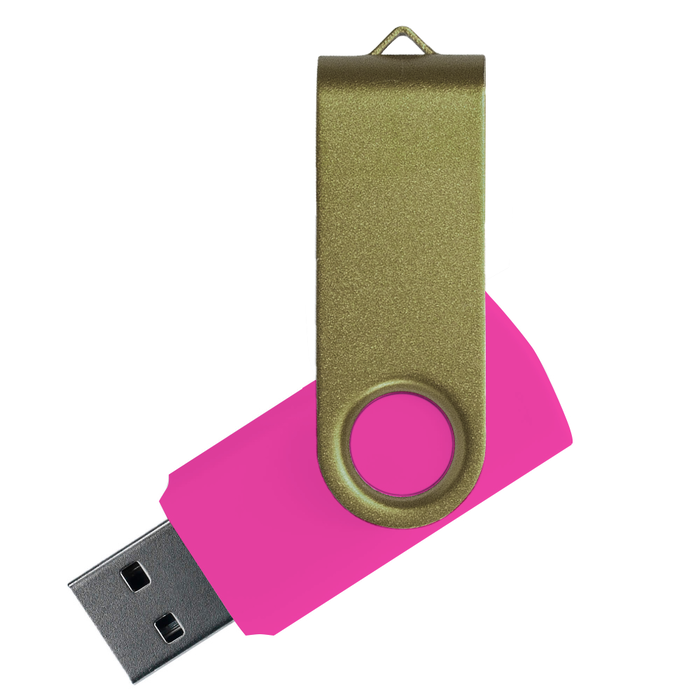Флеш накопитель USB 2.0 Twister Сolor Mix 16GB, пластик Софт Тач/металл, розовый/оливковый для нанесения логотипа