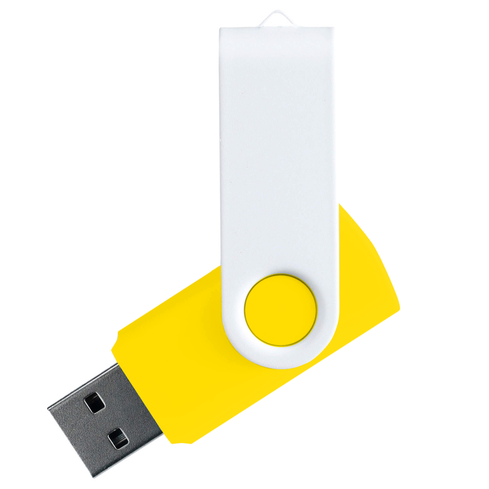 Флеш накопитель USB 2.0 Twister Сolor Mix 16GB, пластик Софт Тач/металл, желтый/белый для нанесения логотипа