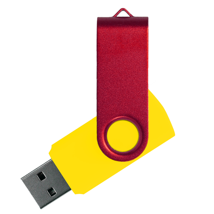 Флеш накопитель USB 2.0 Twister Сolor Mix 16GB, пластик Софт Тач/металл, желтый/красный для нанесения логотипа