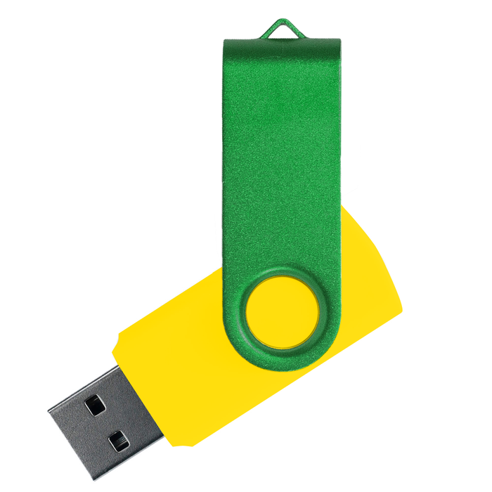 Флеш накопитель USB 2.0 Twister Сolor Mix 16GB, пластик Софт Тач/металл, желтый/зеленый для нанесения логотипа
