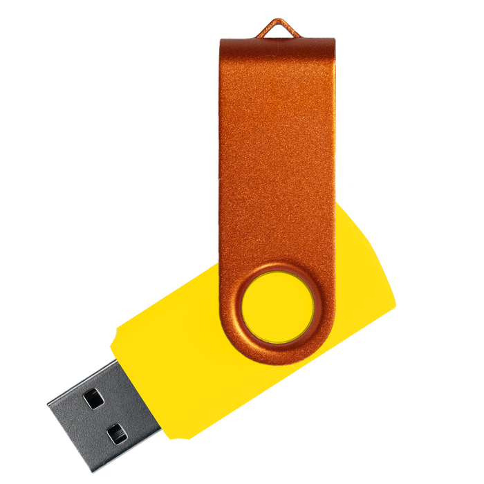 Флеш накопитель USB 2.0 Twister Сolor Mix 16GB, пластик Софт Тач/металл, желтый/оранжевый для нанесения логотипа