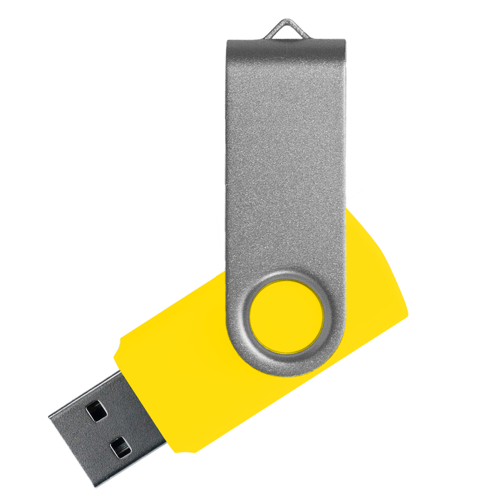 Флеш накопитель USB 2.0 Twister Сolor Mix 16GB, пластик Софт Тач/металл, желтый/серебристый для нанесения логотипа