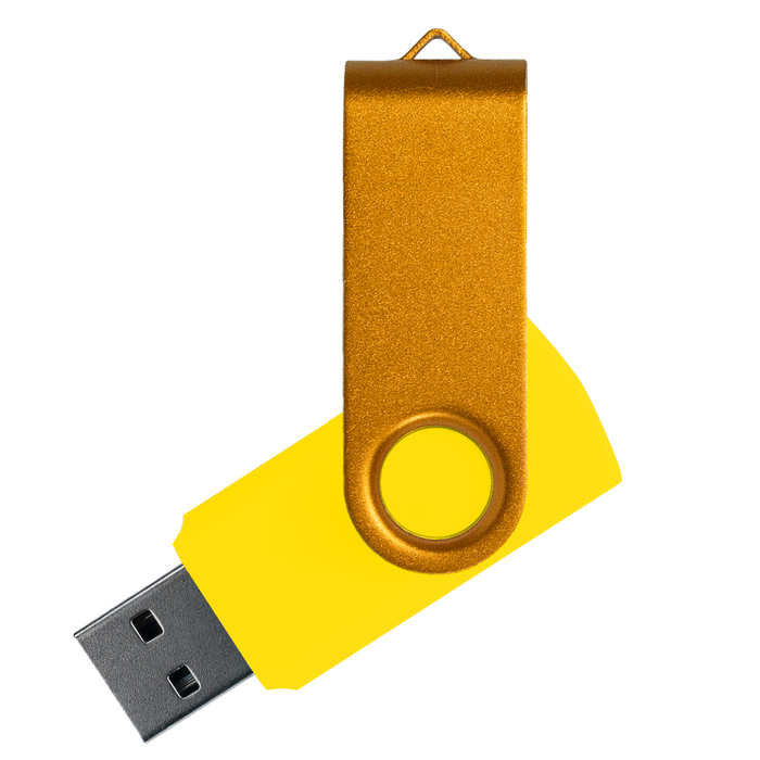 Флеш накопитель USB 2.0 Twister Сolor Mix 16GB, пластик Софт Тач/металл, желтый/золотистый для нанесения логотипа
