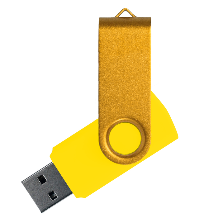 Флеш накопитель USB 2.0 Twister Сolor Mix 16GB, пластик Софт Тач/металл, желтый/желтый для нанесения логотипа
