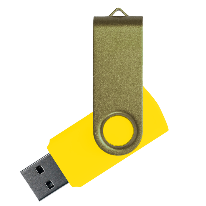 Флеш накопитель USB 2.0 Twister Сolor Mix 16GB, пластик Софт Тач/металл, желтый/оливковый для нанесения логотипа