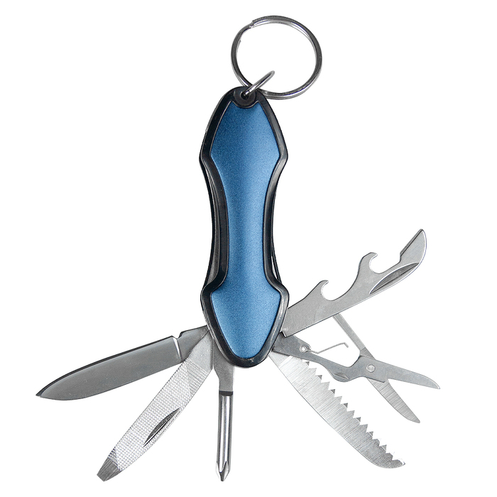 Брелок-/мультитул Tools Coin, мультифункциональный, 6 в 1, синий для нанесения логотипа