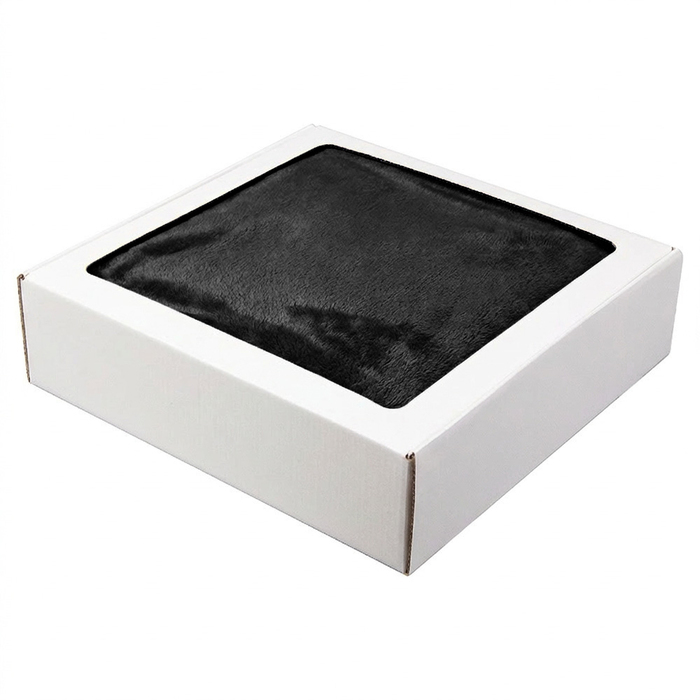 Плед мягкий флисовый Super Soft  Comfort, 125*150 см, черный, в подарочной белой крафтовой коробке с окошком для нанесения логотипа