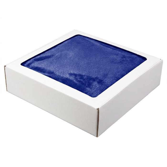 Плед мягкий флисовый Super Soft  Comfort, 125*150 см,синий 654С, в подарочной белой крафтовой коробке с окошком для нанесения логотипа