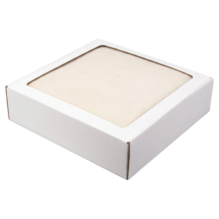 Плед мягкий флисовый Super Soft  Comfort, 125*150 см, бежевый,в подарочной белой крафтовой коробке с окошком для нанесения логотипа