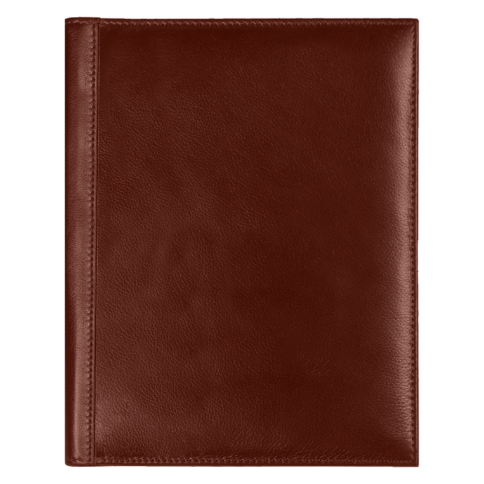 Суперобложка из натуральной кожи Universal leather размер А5+ , коричневая,  с блокнотом для нанесения логотипа