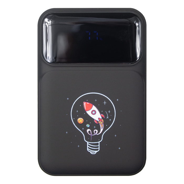 Внешний аккумулятор (powerbank) «Lumen» Print Sample, софт тач, 10 000 mAH, с тремя зарядными шнурами, 22,5W super fast charge, Power Delivery (PD) 20W (dfnn), QC3.0, черный для нанесения логотипа
