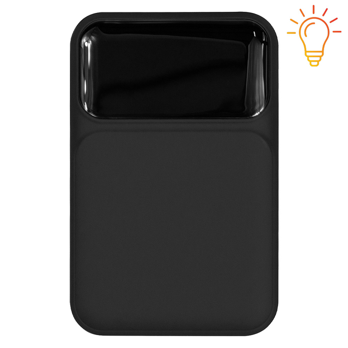Внешний аккумулятор (powerbank) «Lumen», софт тач, 10 000 mAH, с тремя зарядными шнурами, 22,5W super fast charge, Power Delivery (PD) 20W (dfnn), QC3.0, черный для нанесения логотипа