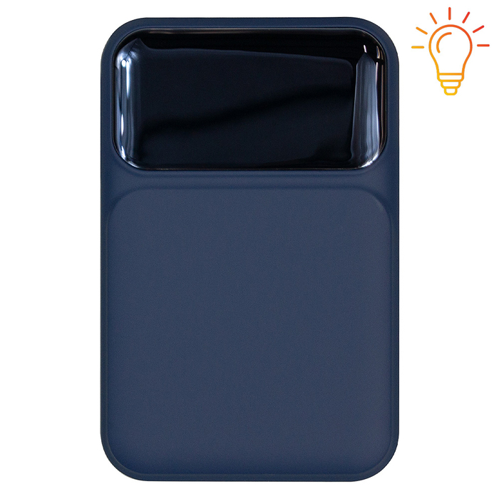 Внешний аккумулятор (powerbank) «Lumen», софт тач, 10 000 mAH, с тремя зарядными шнурами, 22,5W super fast charge, Power Delivery (PD) 20W (dfnn), QC3.0, темно-синий для нанесения логотипа