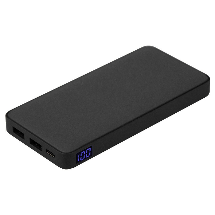 Внешний аккумулятор (powerbank) «WeCharge Velvet», 10 000 mAH, 5V -2A , c цифровым дисплеем для контроля заряда, черный для нанесения логотипа