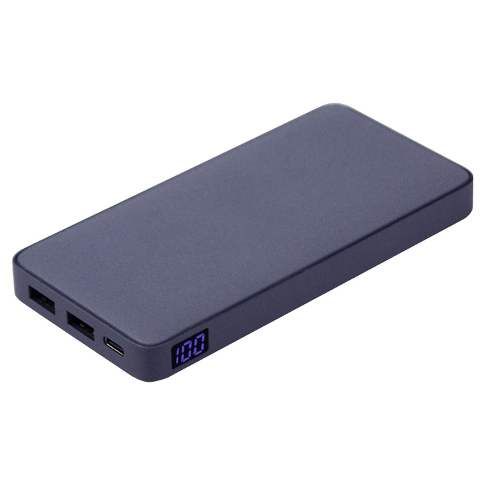 Внешний аккумулятор (powerbank) «WeCharge Velvet», 10 000 mAH, 5V -2A , c цифровым дисплеем для контроля заряда, темно-синий для нанесения логотипа