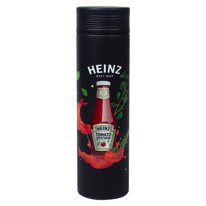 Термос Balance Print Sample "Heinz" вакуумный стальной, 500 мл, пластиковая крышка, черный, матовый для нанесения логотипа