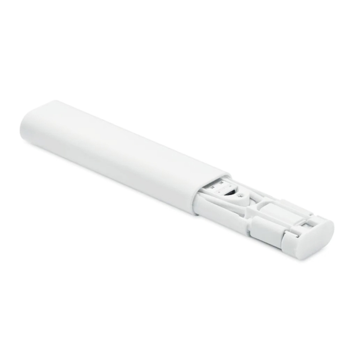 Кабель зарядный выдвижной USB Solid Line  60W 3-в-1 на Lightning, Micro-USB, Type-C «U50» 2,4 A, Quick Charge в пластиковом футляре, белый для нанесения логотипа