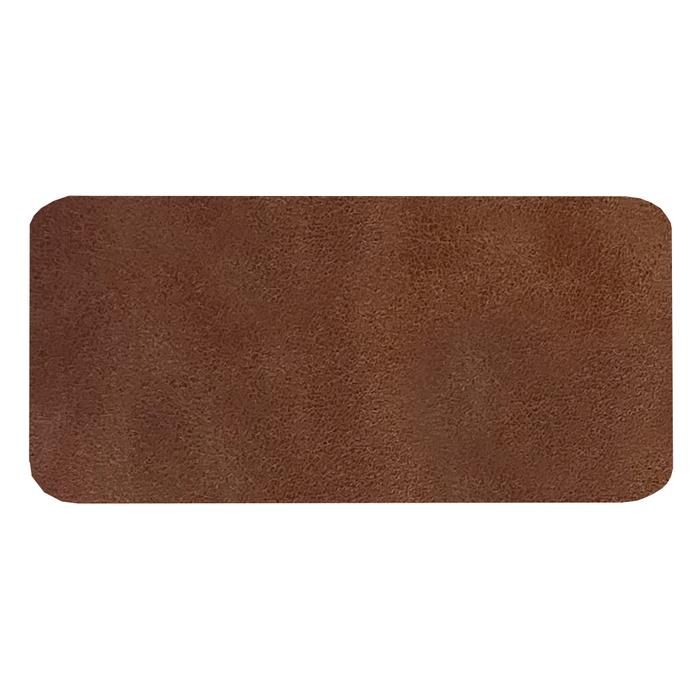 Шеврон Rectangle Smooth Leather размер 60*30 мм, коричневый, со скругленными углами для нанесения логотипа