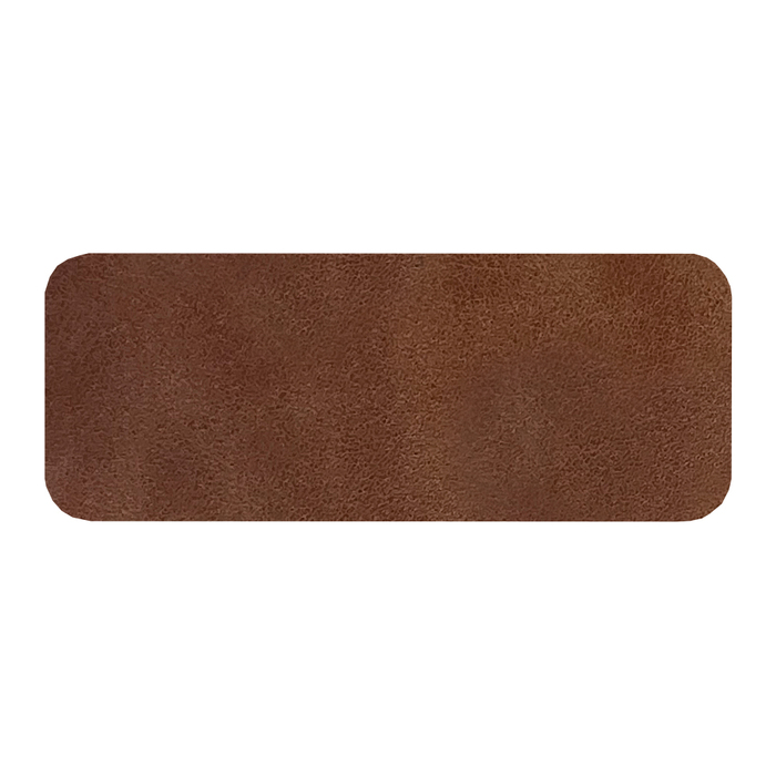 Шеврон Rectangle Smooth Leather размер 75*29 мм, коричневый, со скругленными углами для нанесения логотипа