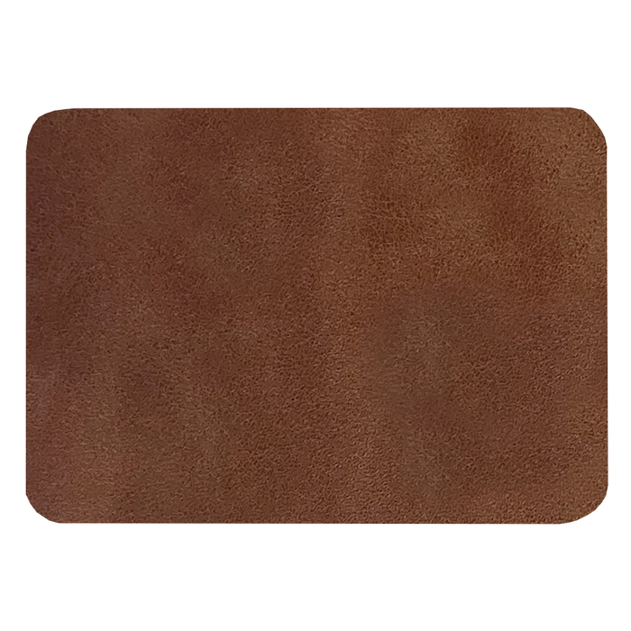 Шеврон Rectangle Smooth Leather размер 50*70 мм, коричневый, со скругленными углами для нанесения логотипа