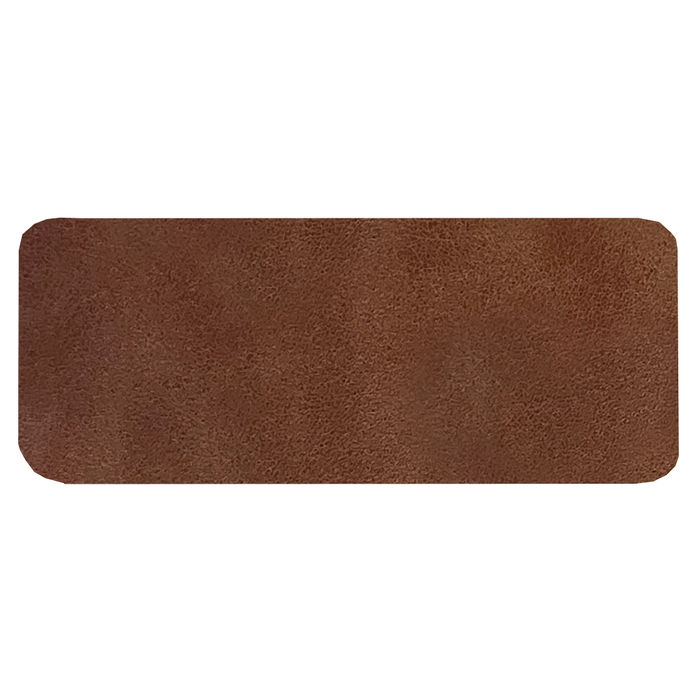Шеврон Rectangle Smooth Leather размер 50*20 мм, коричневый, со скругленными углами для нанесения логотипа