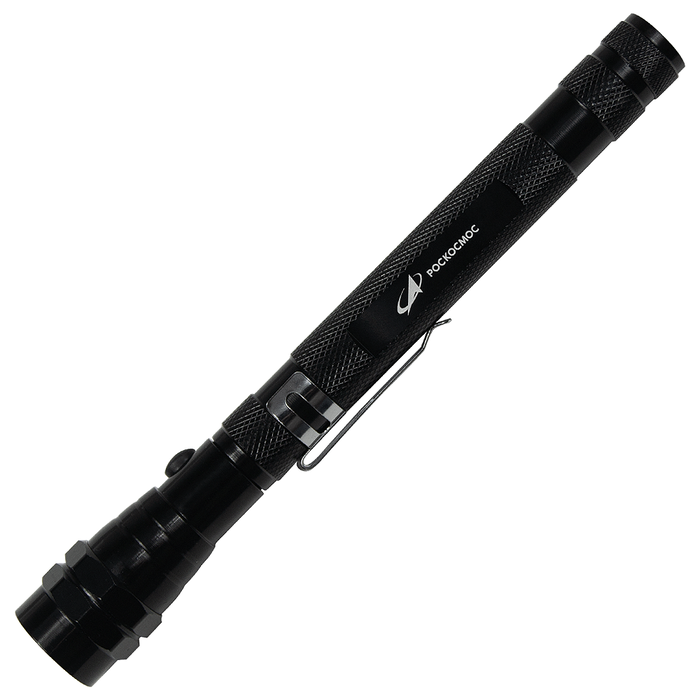 Фонарь телескопический Tools Flashlight Print Sample "Роскосмос", с магнитом, черный для нанесения логотипа